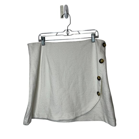 Maeve By Anthropologie White Textured Wrap Skirt Button Closure Women's Size XL - Picture 1 of 8